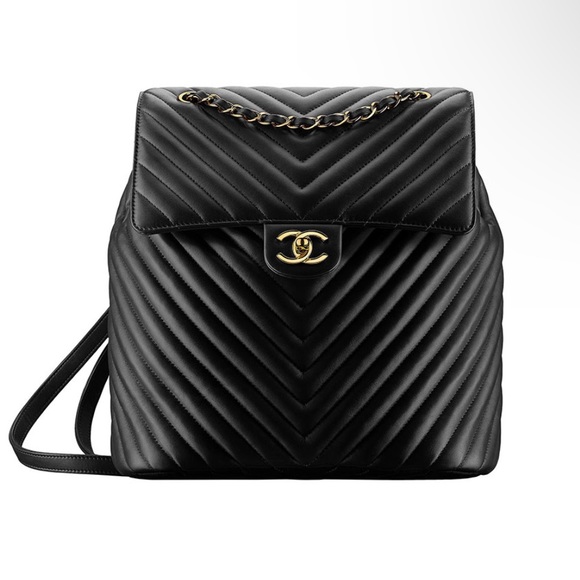 ✨CHANEL✨ Chevron Urban Spirit Black Backpack Gold Chain - Picture 6 of 15